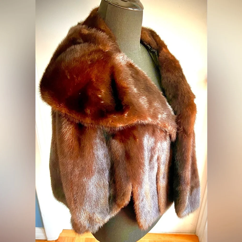 Authentic Vintage Brown/Black 100% Real Mink Fur Stole/Wrap, Godchaux’s - Picture 4 of 11